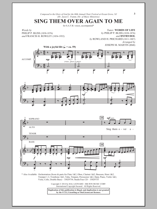 Joseph M. Martin Wonderful Words Of Life sheet music notes and chords arranged for SATB Choir