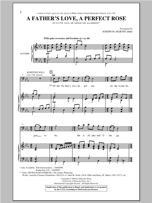Joseph Martin (arr.) A Father's Love, A Perfect Rose sheet music notes and chords arranged for SATB Choir
