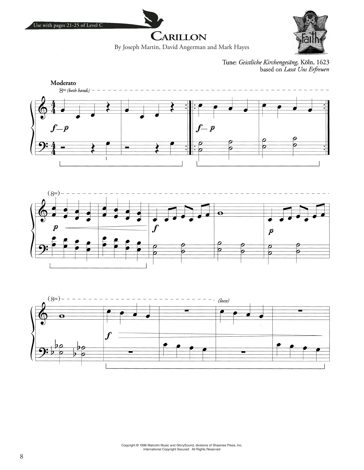 Joseph Martin, David Angerman and Mark Hayes Carillon sheet music notes and chords arranged for Piano Method