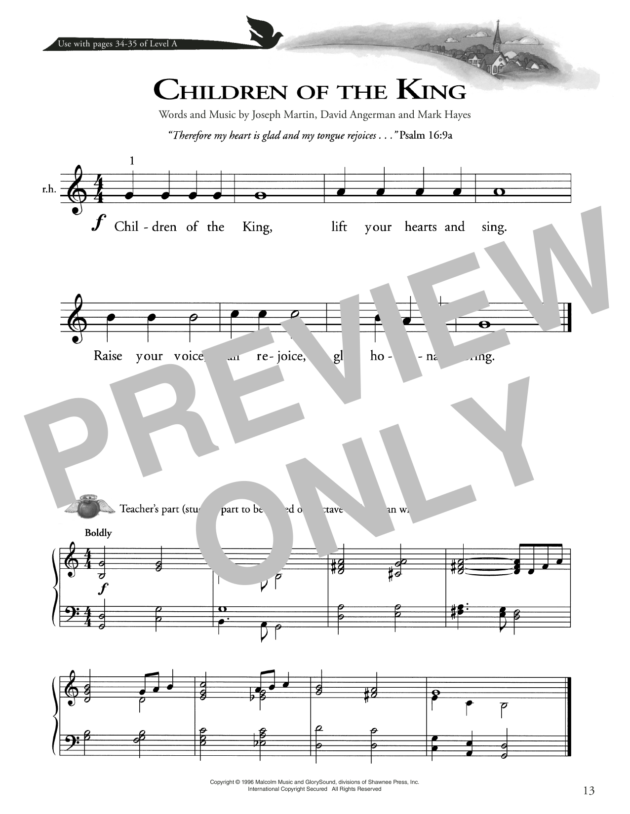 Joseph Martin, David Angerman and Mark Hayes Children Of The King sheet music notes and chords arranged for Piano Method