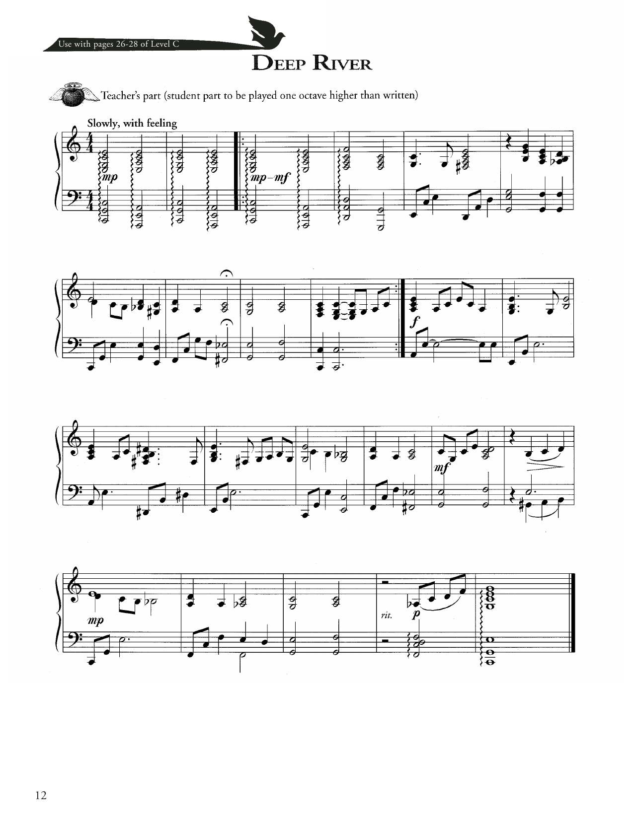 Joseph Martin, David Angerman and Mark Hayes Deep River sheet music notes and chords arranged for Piano Method