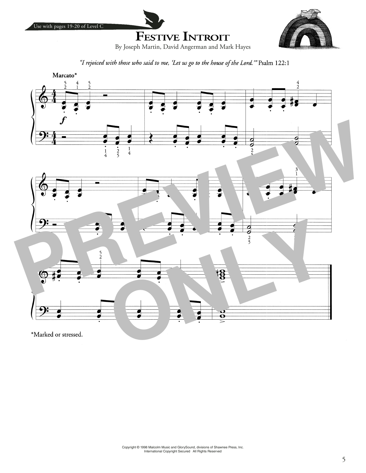 Joseph Martin, David Angerman and Mark Hayes Festive Introit sheet music notes and chords arranged for Piano Method