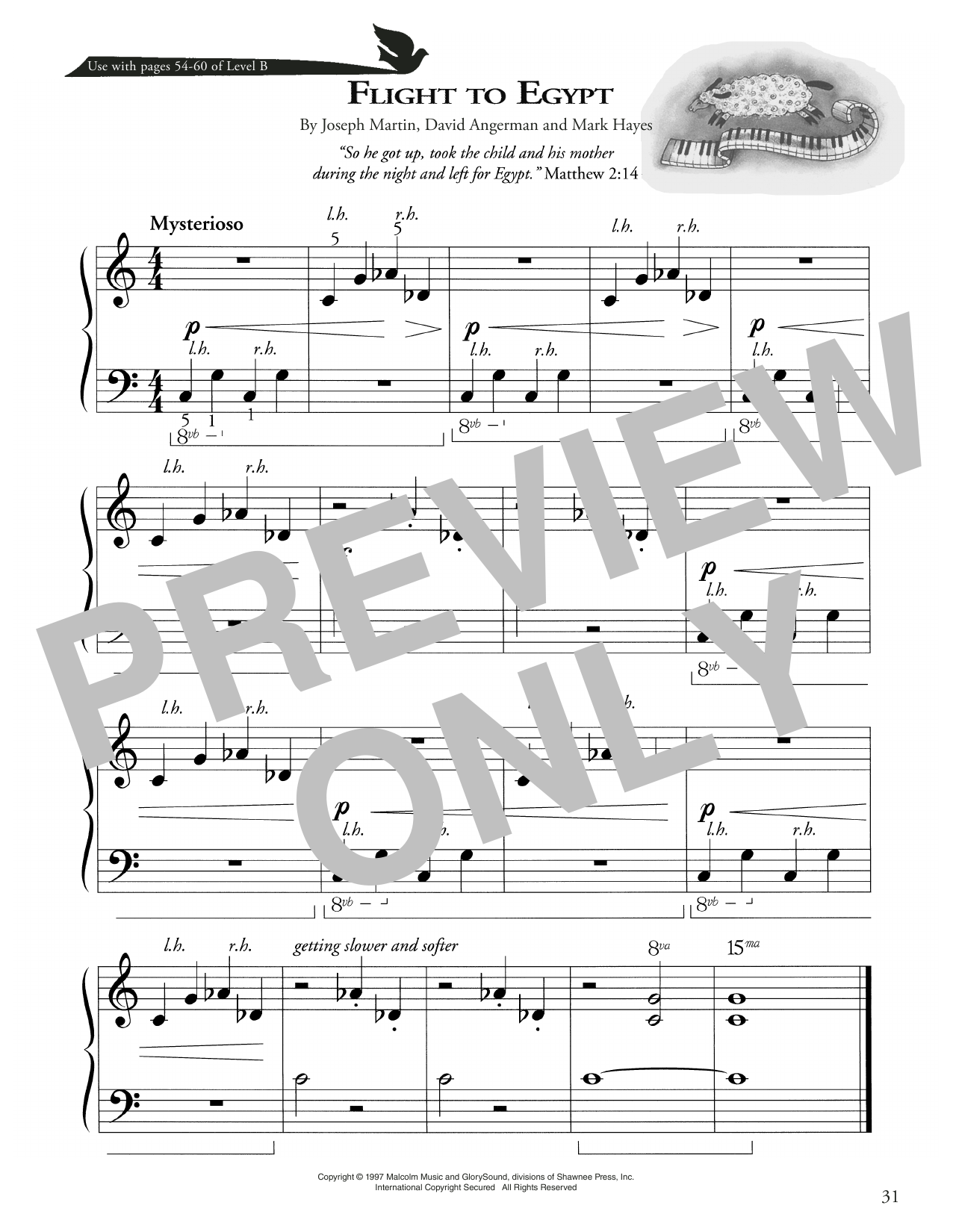Joseph Martin, David Angerman and Mark Hayes Flight To Egypt sheet music notes and chords arranged for Piano Method