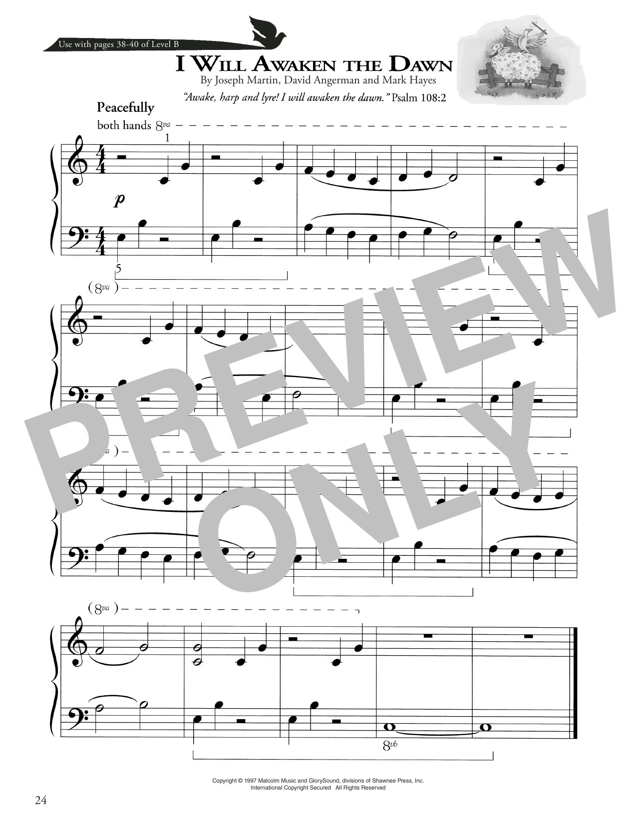 Joseph Martin, David Angerman and Mark Hayes I Will Awaken The Dawn sheet music notes and chords arranged for Piano Method
