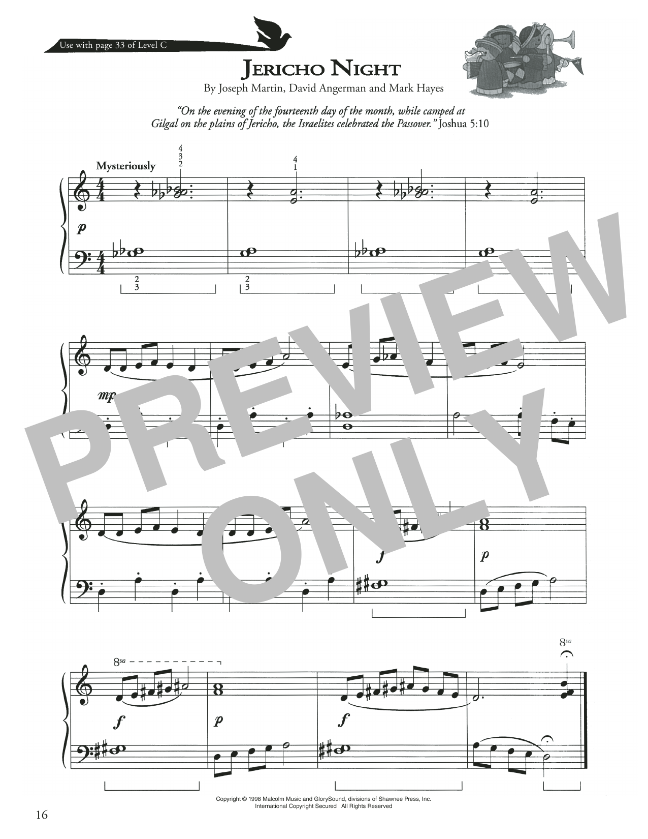 Joseph Martin, David Angerman and Mark Hayes Jericho Night sheet music notes and chords arranged for Piano Method
