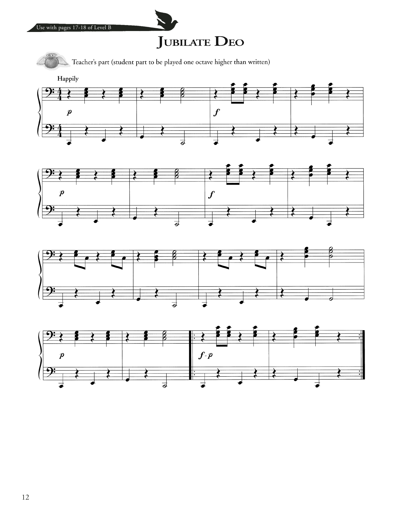 Joseph Martin, David Angerman and Mark Hayes Jubilate Deo sheet music notes and chords arranged for Piano Method