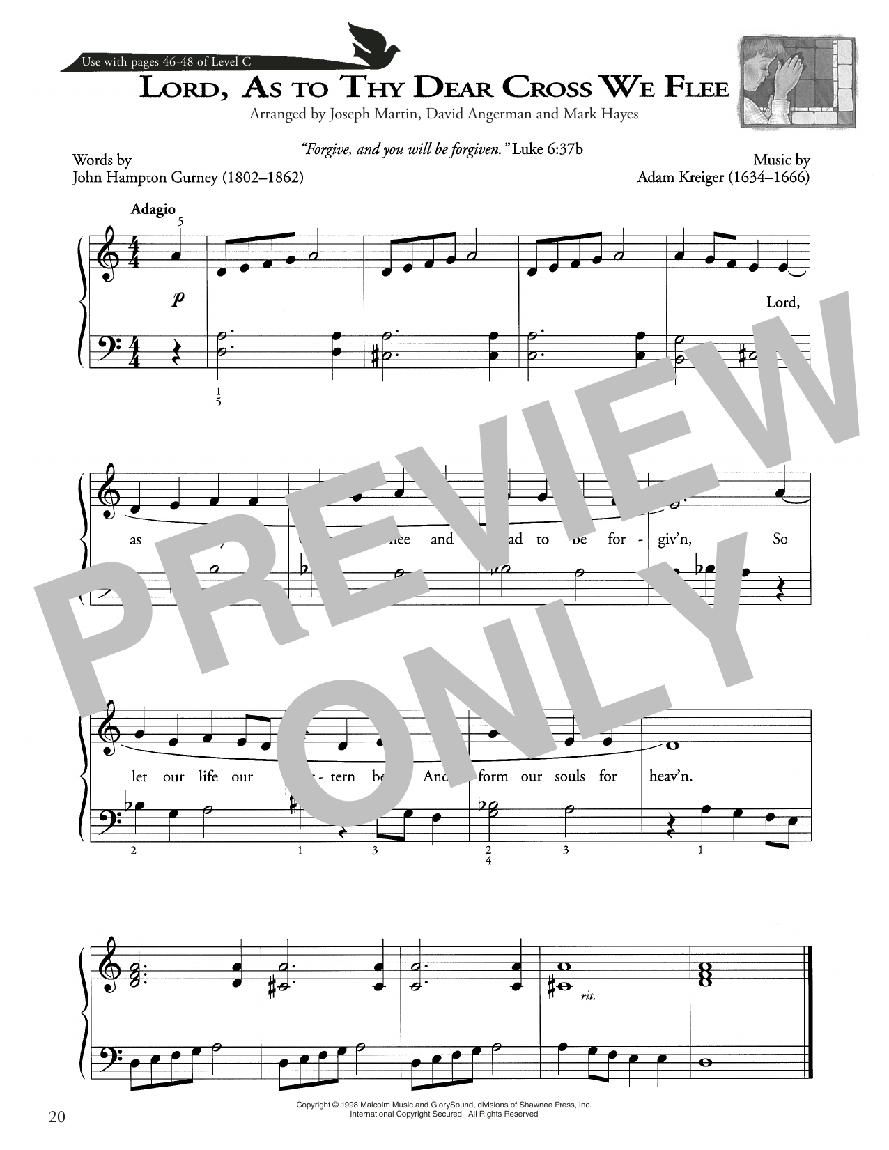 Joseph Martin, David Angerman and Mark Hayes Lord, As To Thy Dear Cross We Flee sheet music notes and chords arranged for Piano Method