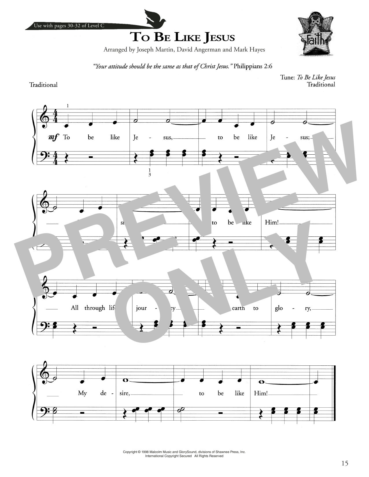 Joseph Martin, David Angerman and Mark Hayes To Be Like Jesus sheet music notes and chords arranged for Piano Method