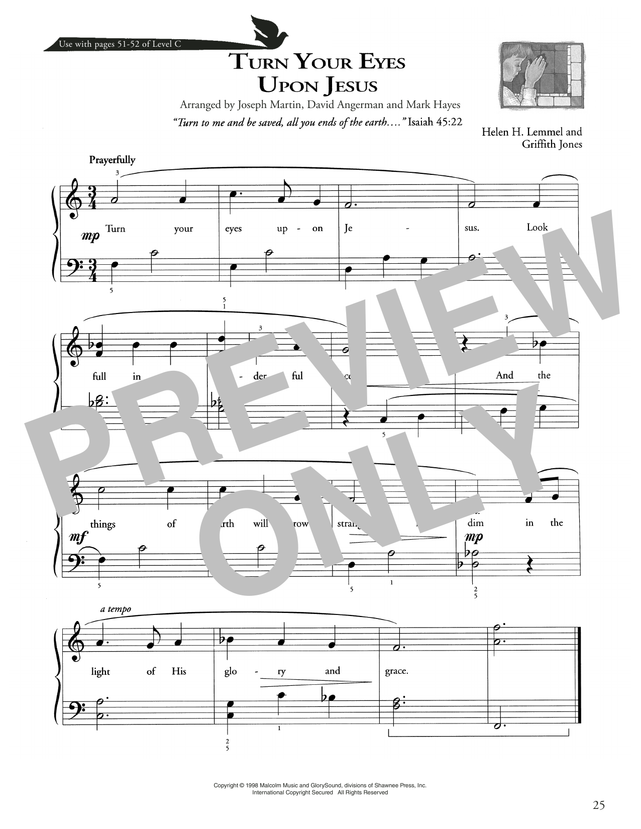 Joseph Martin, David Angerman and Mark Hayes Turn Your Eyes Upon Jesus sheet music notes and chords arranged for Piano Method