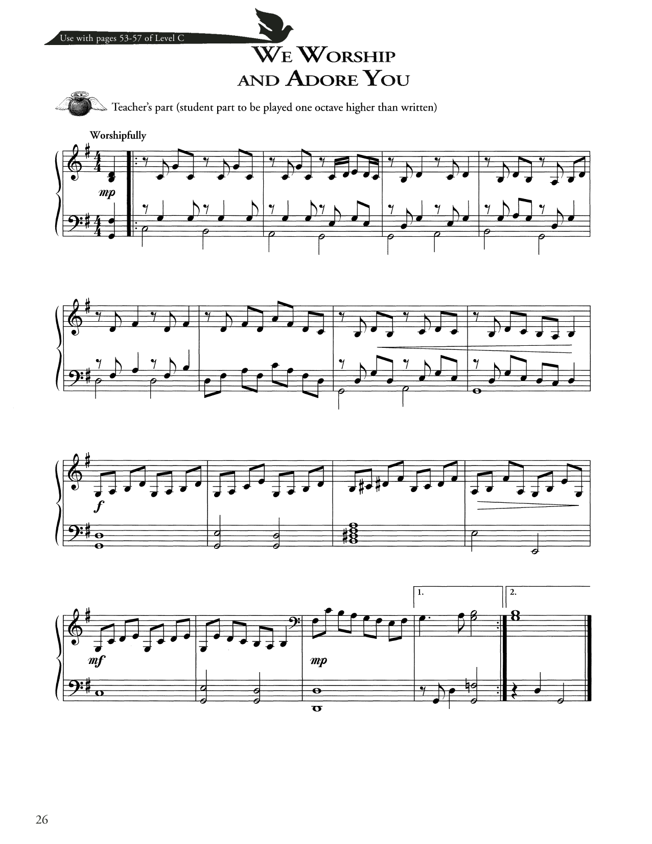 Joseph Martin, David Angerman and Mark Hayes We Worship And Adore You sheet music notes and chords arranged for Piano Method