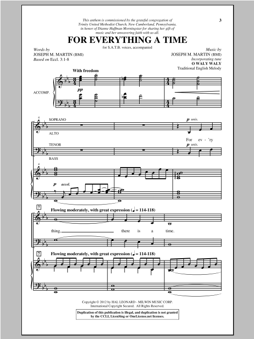 Joseph Martin For Everything A Time sheet music notes and chords arranged for SATB Choir