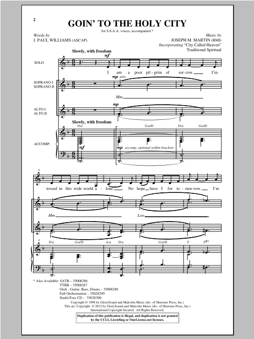 Joseph Martin Goin' To The Holy City sheet music notes and chords arranged for TTBB Choir