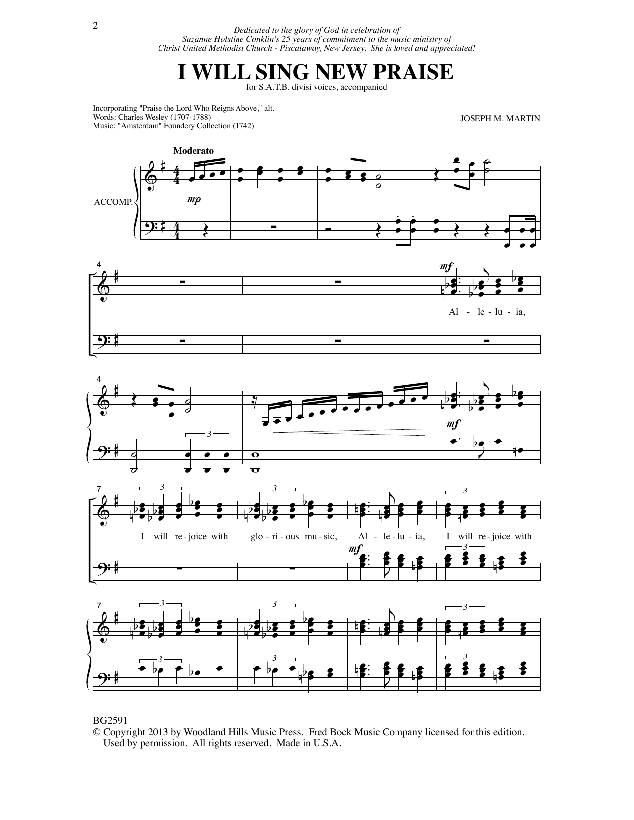 Joseph Martin I Will Sing New Praise sheet music notes and chords arranged for SATB Choir