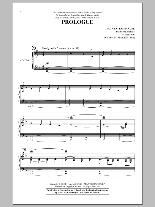 Joseph Martin O Come, O Come, Emmanuel sheet music notes and chords arranged for SATB Choir