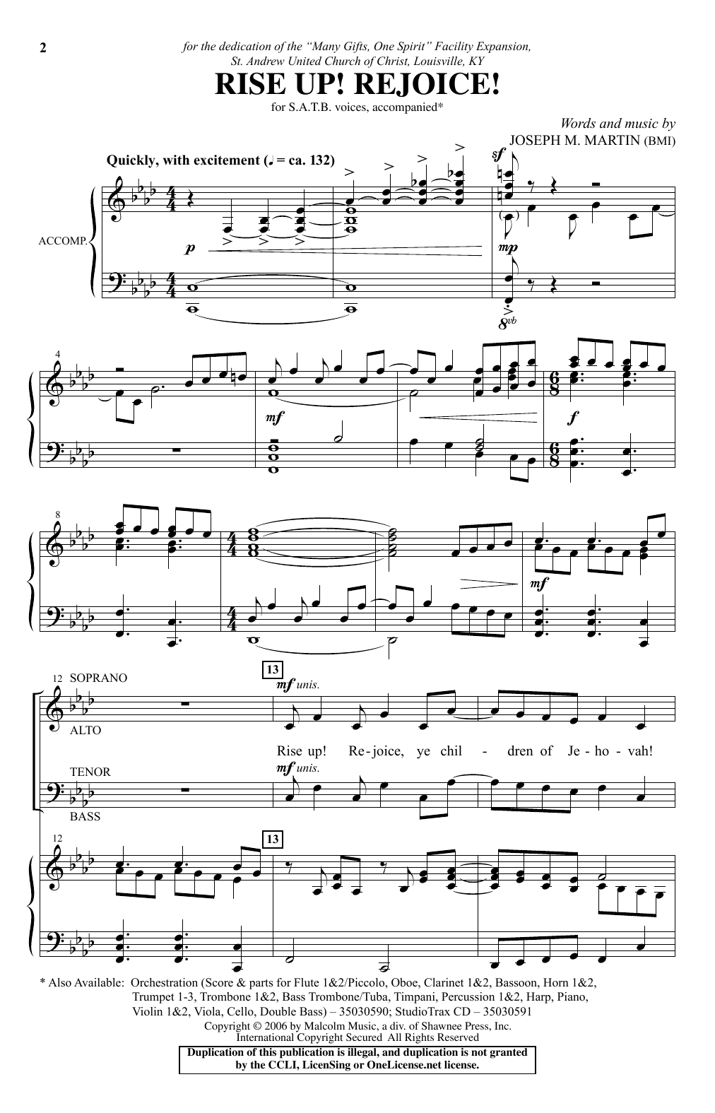 Joseph Martin Rise Up! Rejoice! sheet music notes and chords arranged for SATB Choir