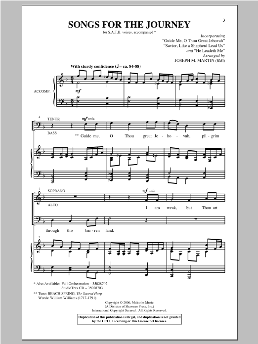 Joseph Martin Songs For The Journey sheet music notes and chords arranged for SATB Choir