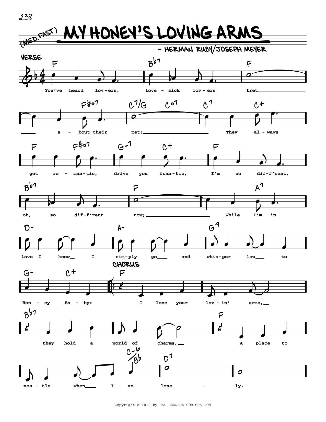 Joseph Meyer My Honey's Loving Arms (arr. Robert Rawlins) sheet music notes and chords arranged for Real Book – Melody, Lyrics & Chords