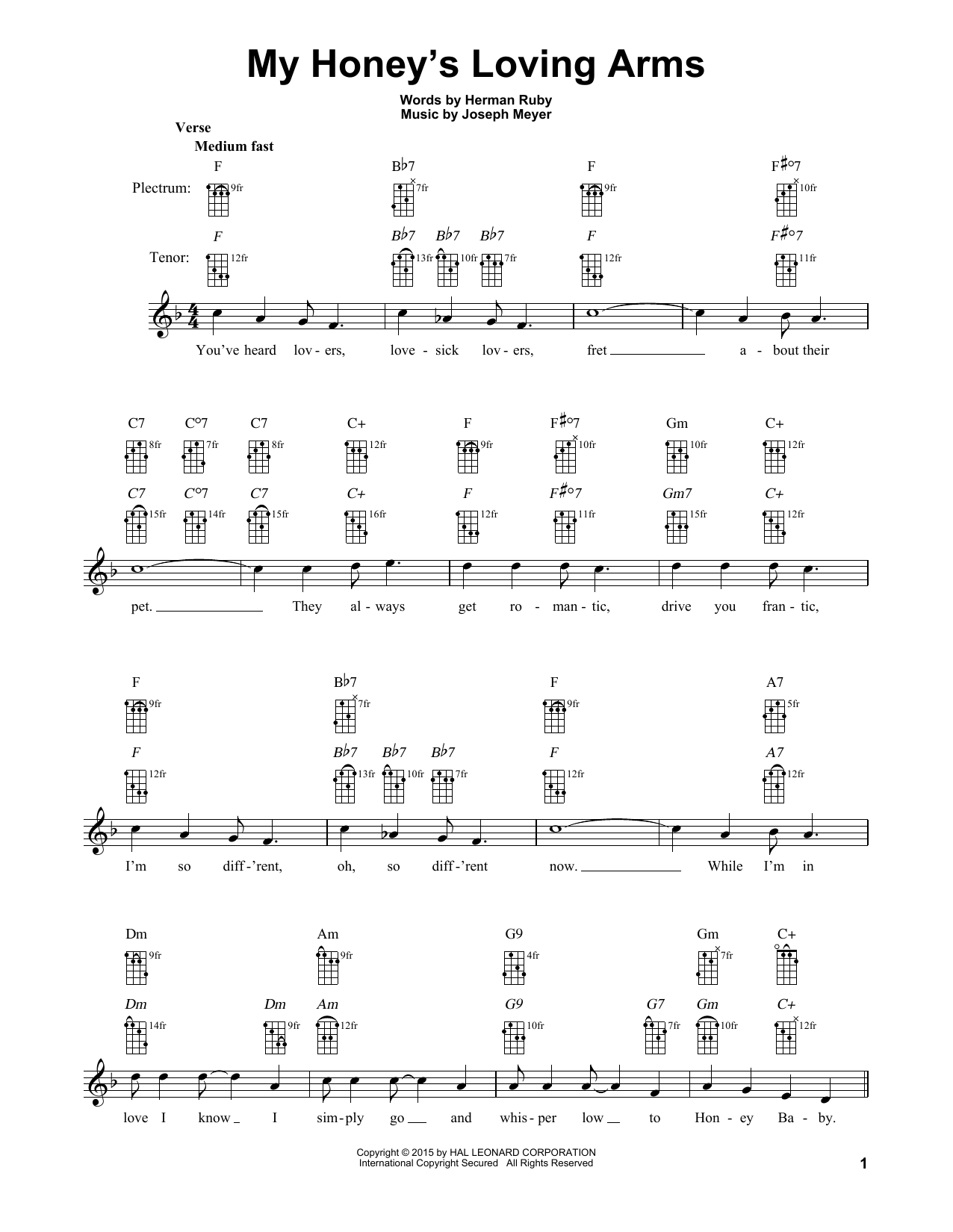 Joseph Meyer My Honey's Loving Arms sheet music notes and chords arranged for Banjo Tab