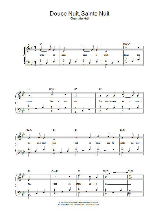 Joseph Mohr Douce Nuit, Sainte Nuit sheet music notes and chords arranged for Piano, Vocal & Guitar Chords