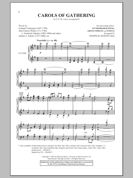 Joseph M. Martin Carols Of Gathering sheet music notes and chords arranged for SATB Choir