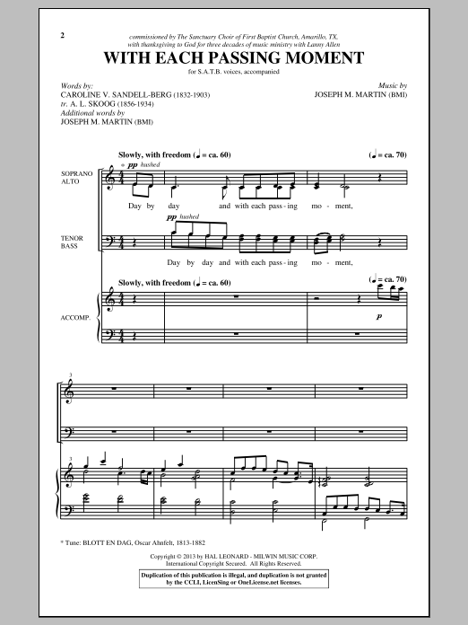 Joseph M. Martin Day By Day sheet music notes and chords arranged for SATB Choir