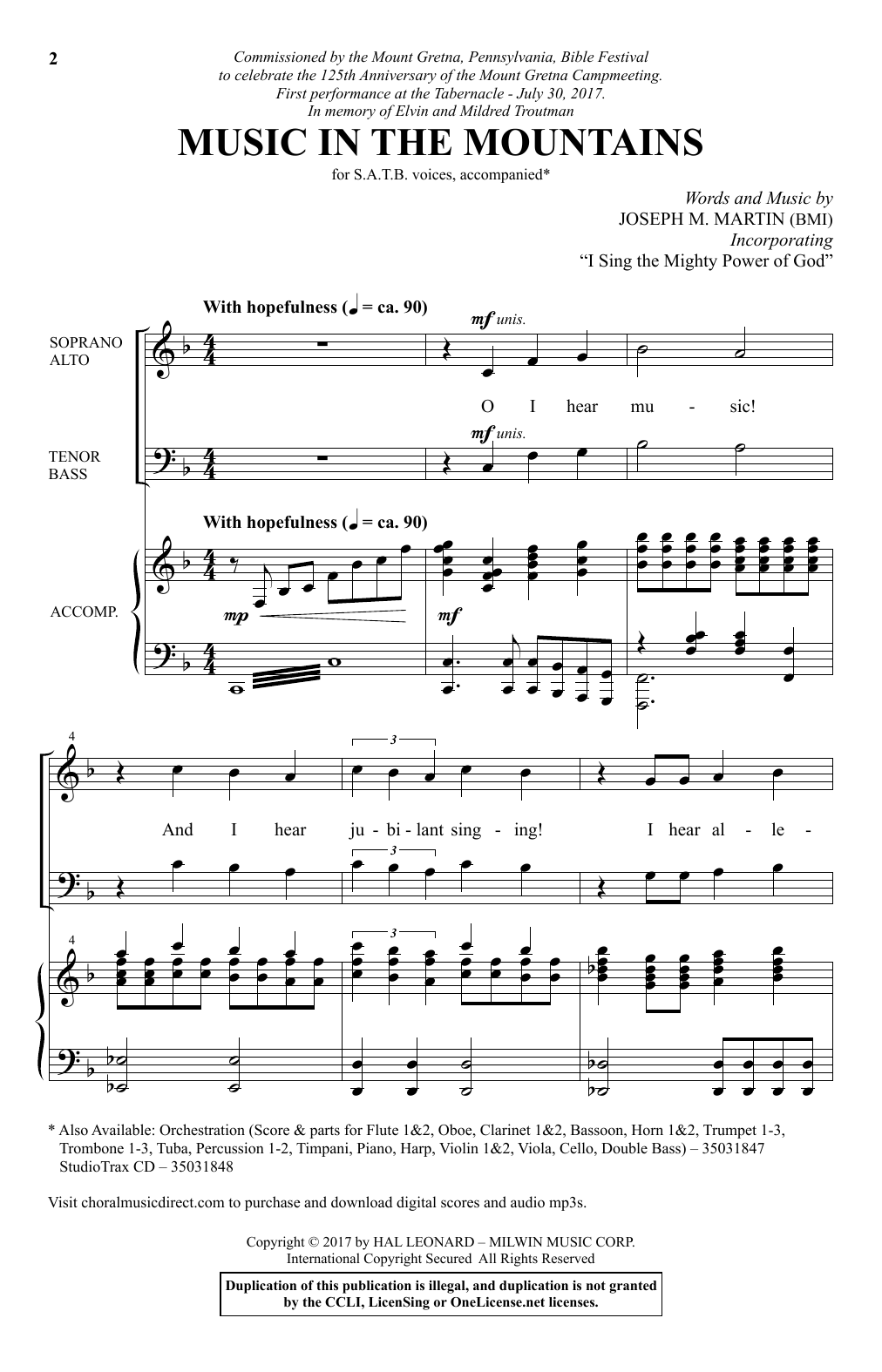 Joseph M. Martin Music In The Mountains sheet music notes and chords. Download Printable PDF.