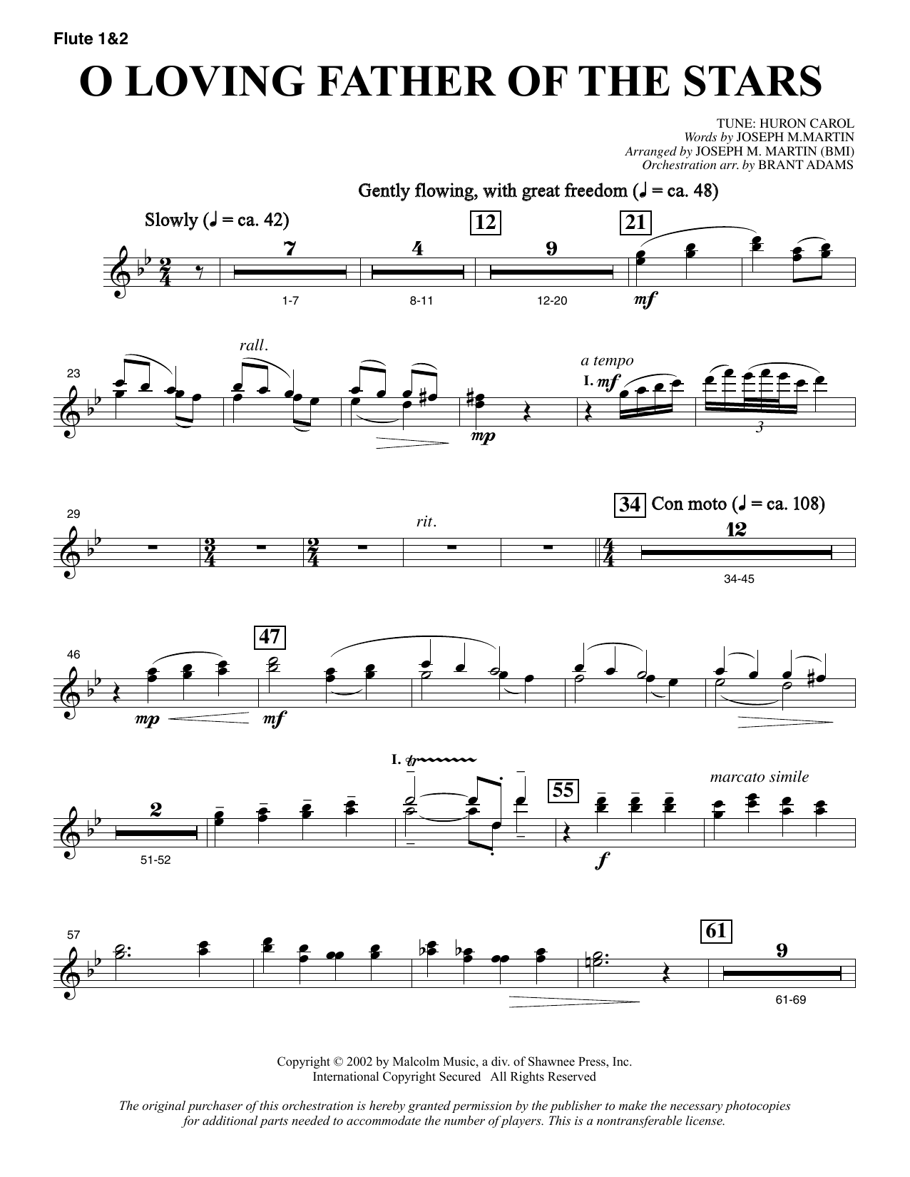 Joseph M. Martin O Loving Father Of The Stars (from Morning Star) - Flute 1 & 2 sheet music notes and chords. Download Printable PDF.
