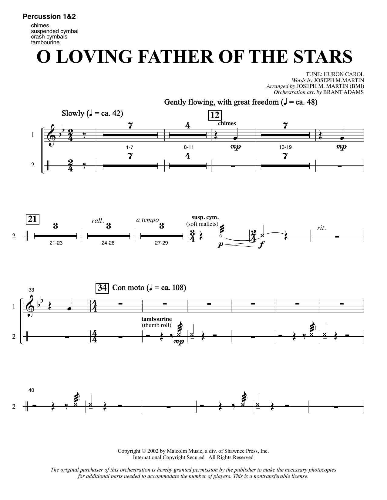 Joseph M. Martin O Loving Father Of The Stars (from Morning Star) - Percussion 1 & 2 sheet music notes and chords. Download Printable PDF.