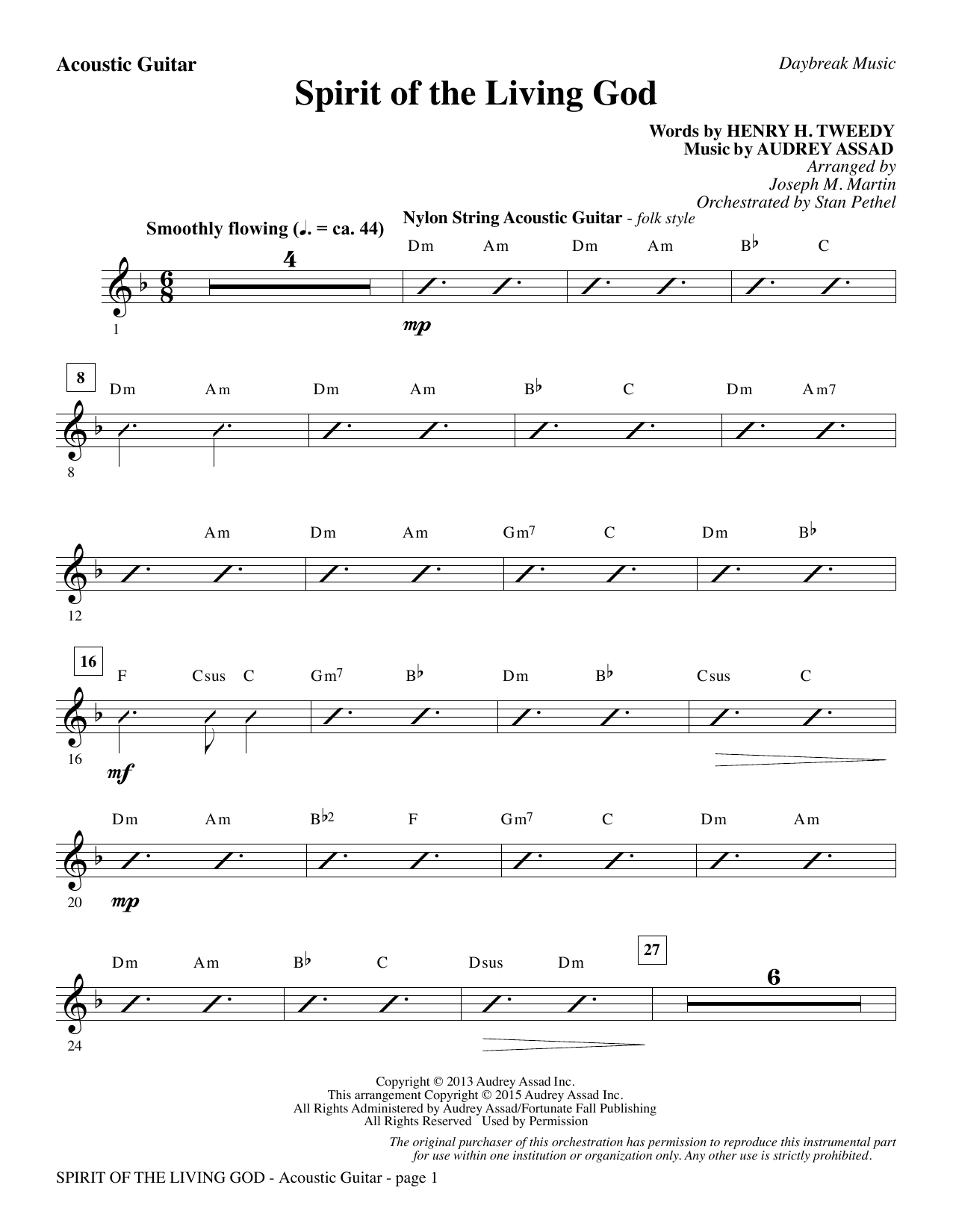 Joseph M. Martin Spirit of the Living God - Acoustic Guitar sheet music notes and chords arranged for Choir Instrumental Pak
