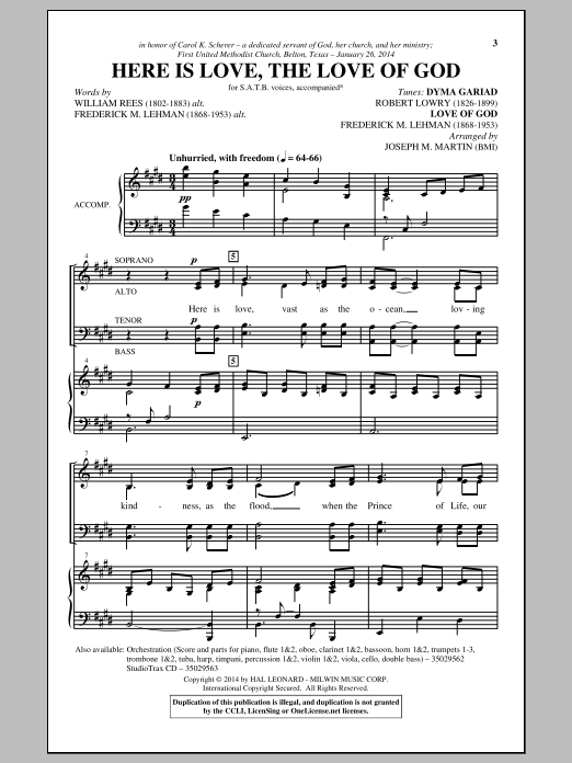 Joseph M. Martin The Love Of God sheet music notes and chords arranged for SATB Choir