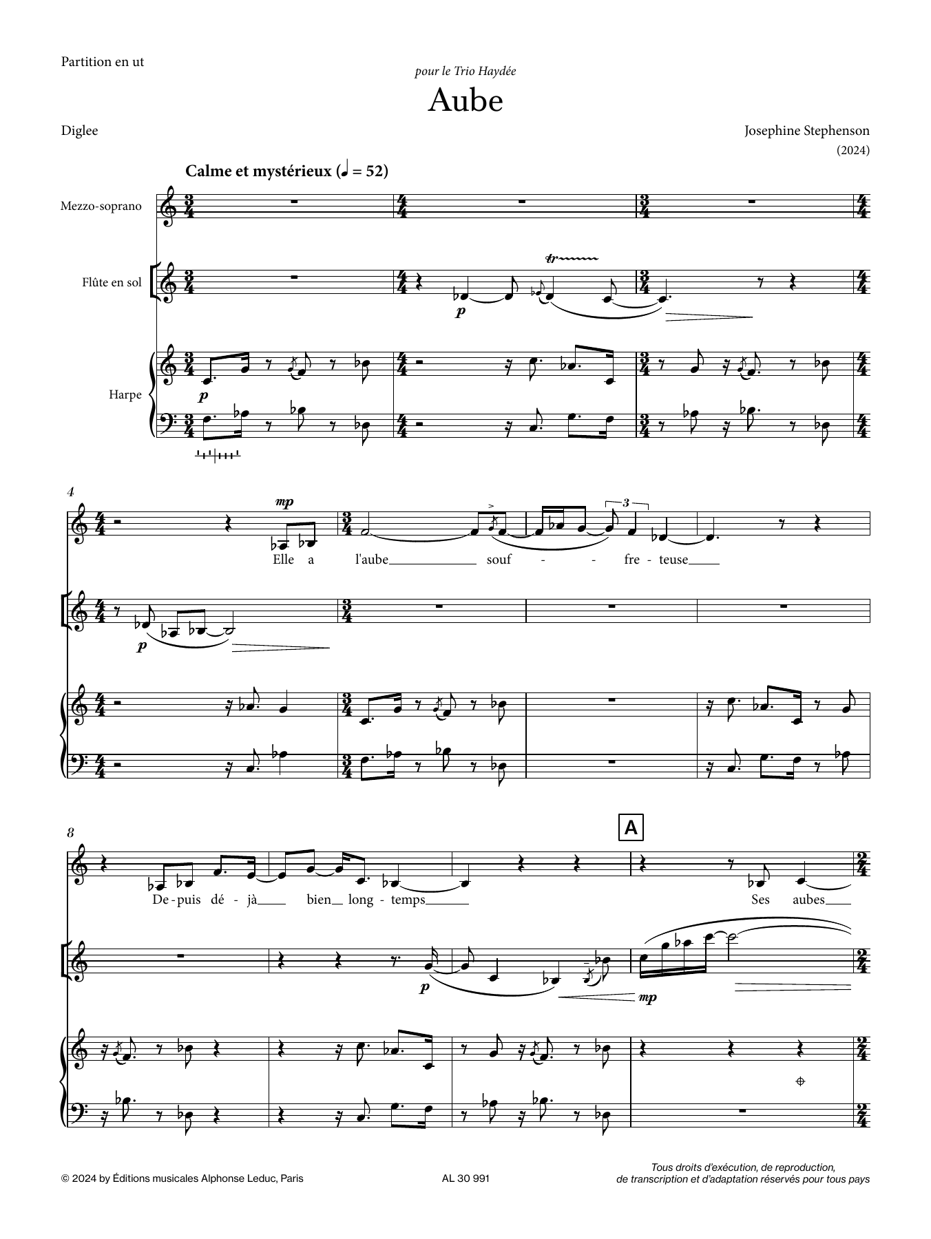 Josephine Stephenson Aube sheet music notes and chords arranged for Vocal Solo