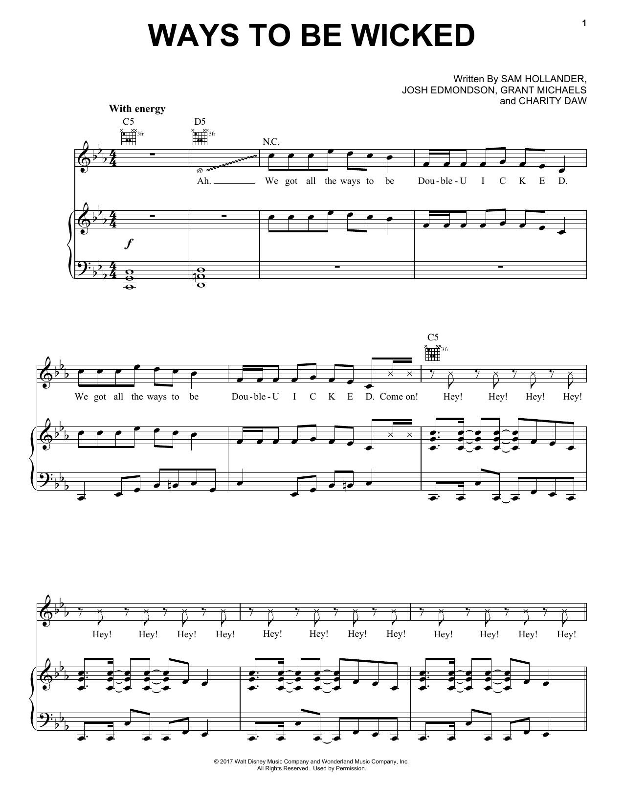 Josh Edmondson Ways to Be Wicked (from Disney's Descendants 2) sheet music notes and chords arranged for Piano, Vocal & Guitar Chords (Right-Hand Melody)