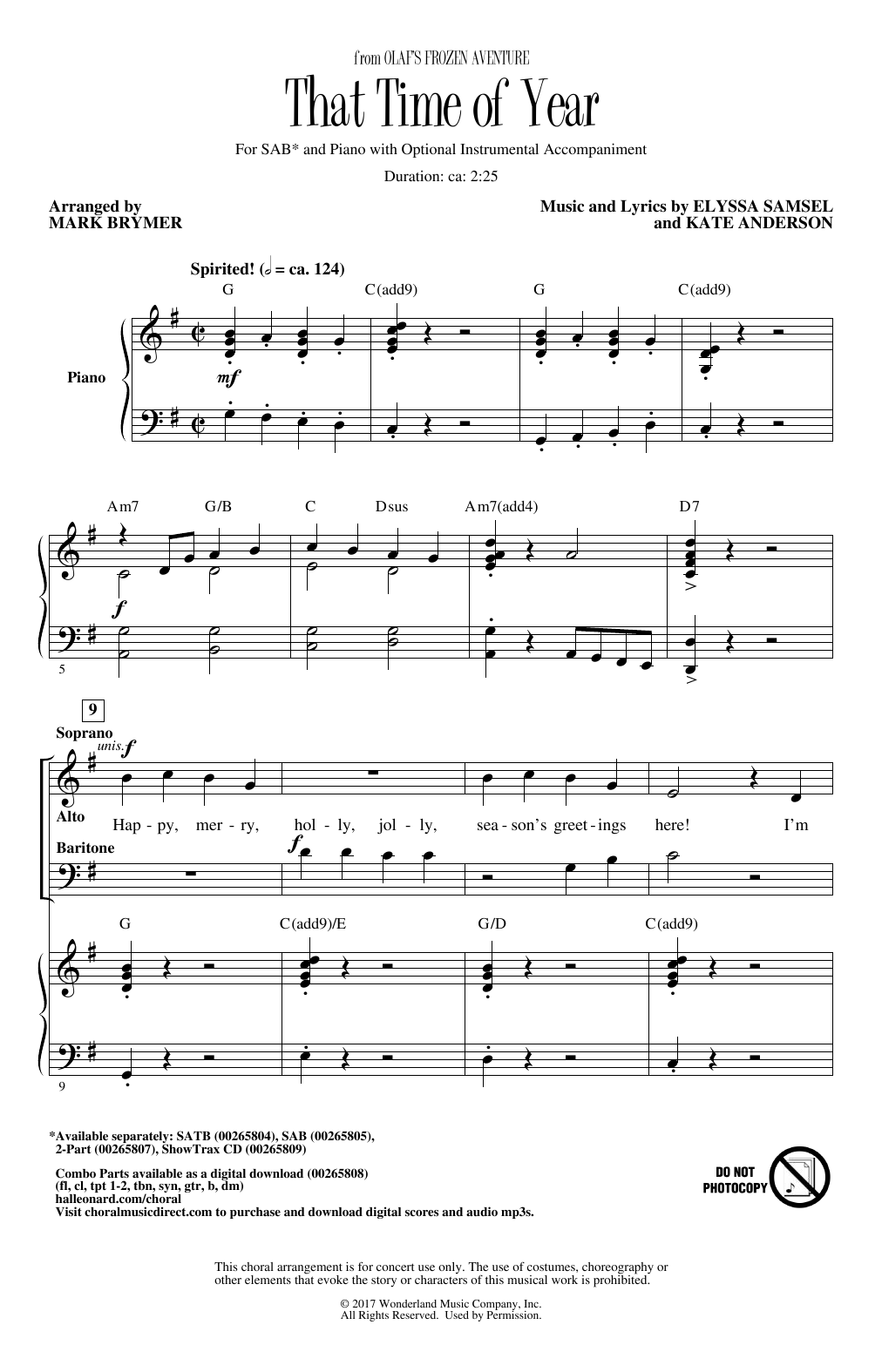 Josh Gad, Idina Menzel & Kristen Bell That Time Of Year (arr. Mark Brymer) sheet music notes and chords arranged for SATB Choir