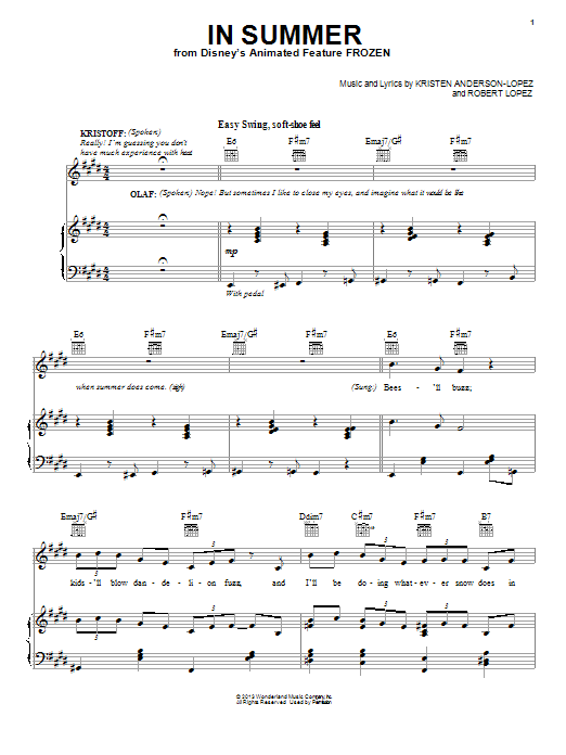Josh Gad In Summer (from Frozen) sheet music notes and chords arranged for Flute Duet