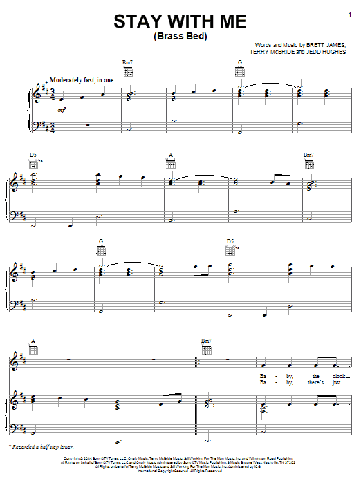 Josh Gracin Stay With Me (Brass Bed) sheet music notes and chords arranged for Piano, Vocal & Guitar Chords (Right-Hand Melody)