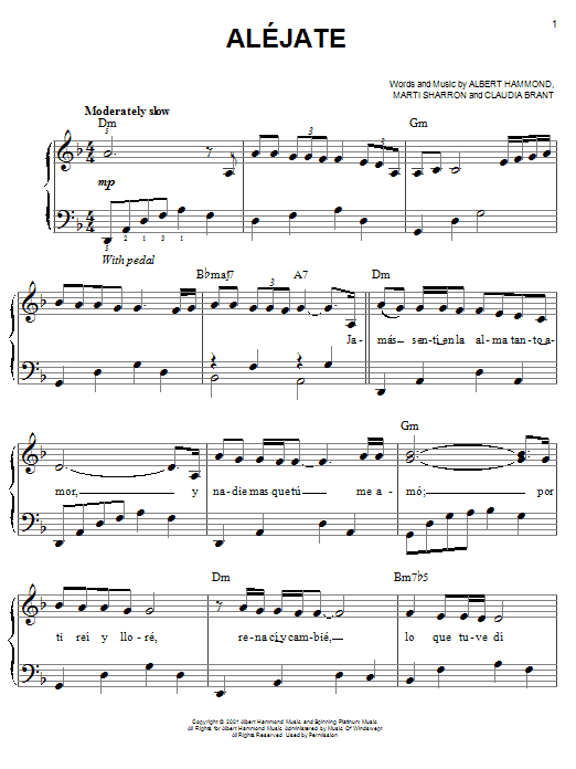 Josh Groban Alejate sheet music notes and chords arranged for Piano & Vocal