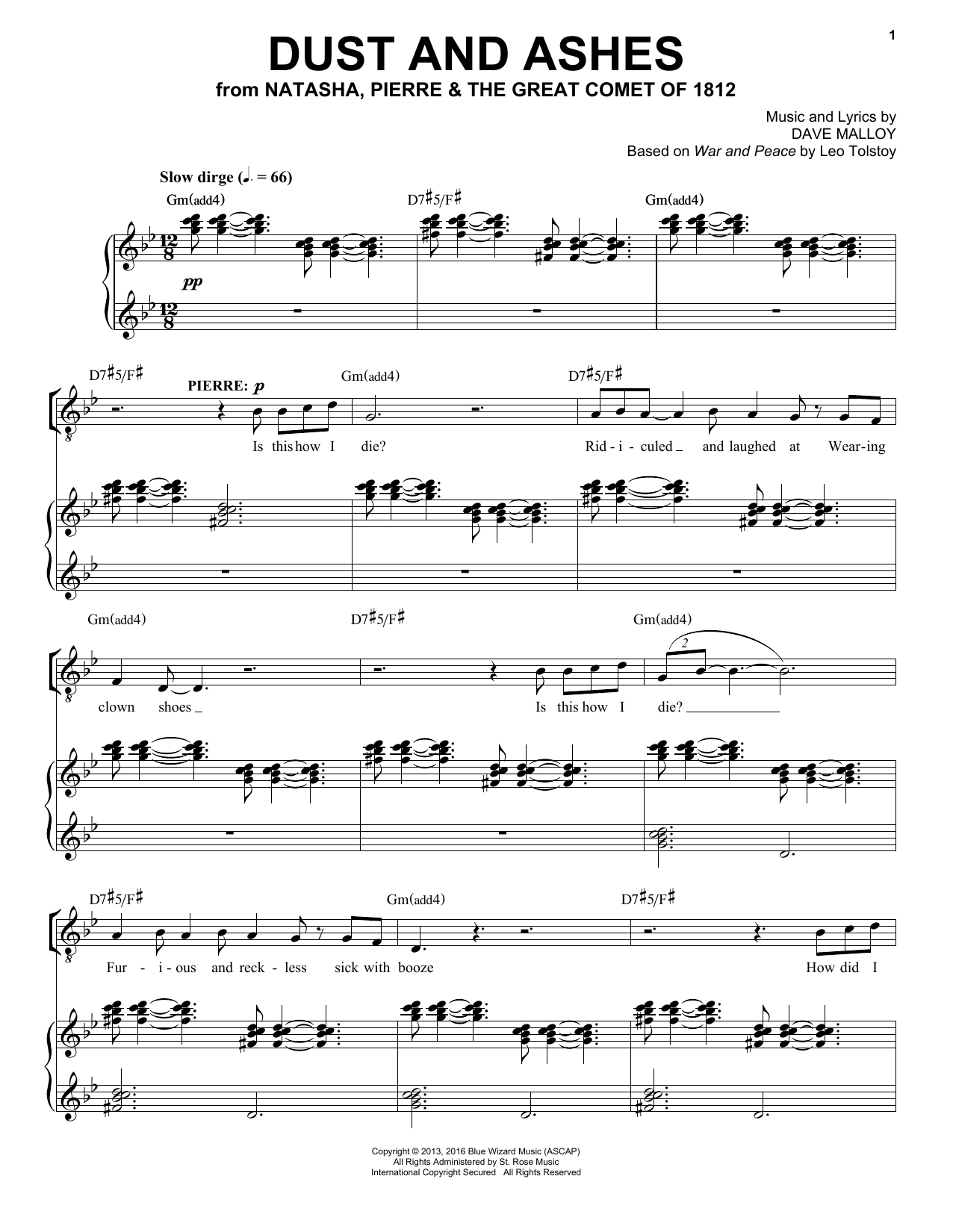 Josh Groban Dust And Ashes sheet music notes and chords arranged for Piano & Vocal