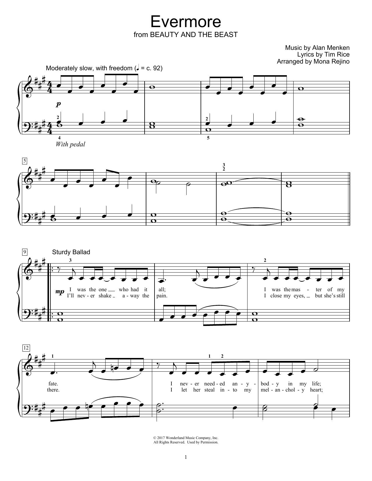 Josh Groban Evermore (from Beauty and the Beast) (arr. Mona Rejino) sheet music notes and chords arranged for Educational Piano