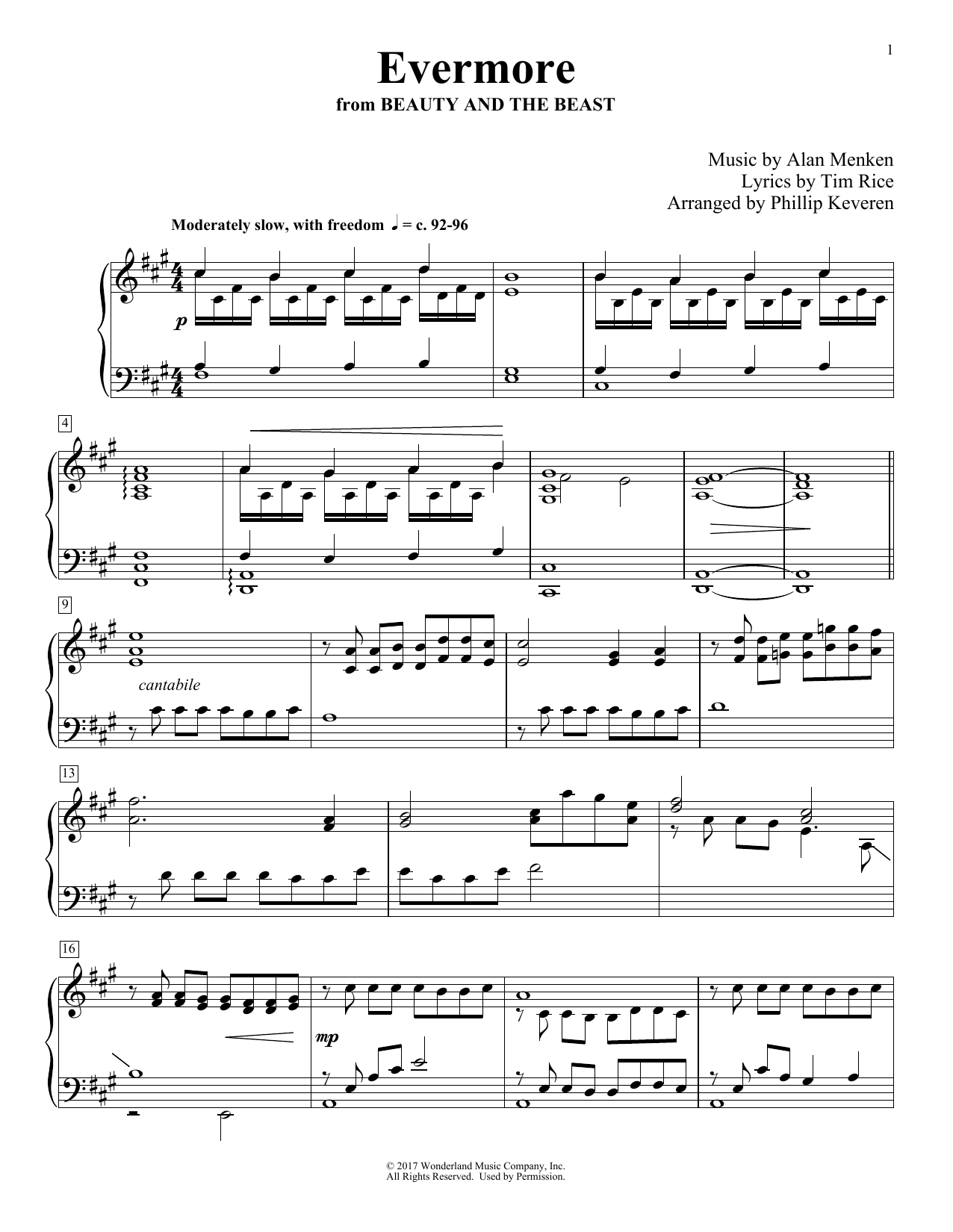 Josh Groban Evermore (from Beauty And The Beast) (arr. Phillip Keveren) sheet music notes and chords arranged for Piano Solo