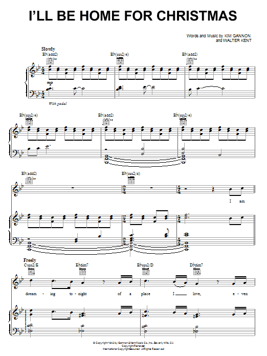 Josh Groban I'll Be Home For Christmas sheet music notes and chords arranged for Piano & Vocal