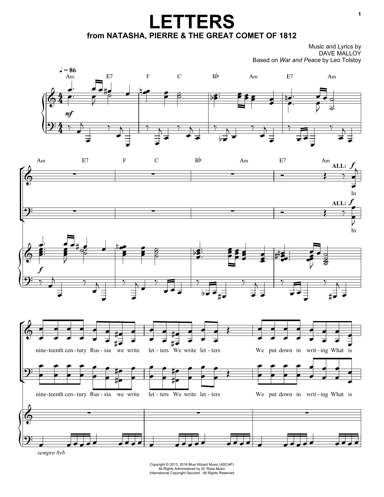Josh Groban Letters sheet music notes and chords arranged for Piano & Vocal