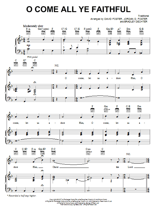 Josh Groban O Come All Ye Faithful sheet music notes and chords arranged for Piano, Vocal & Guitar Chords (Right-Hand Melody)