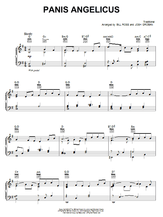 Josh Groban Panis Angelicus sheet music notes and chords arranged for Easy Piano