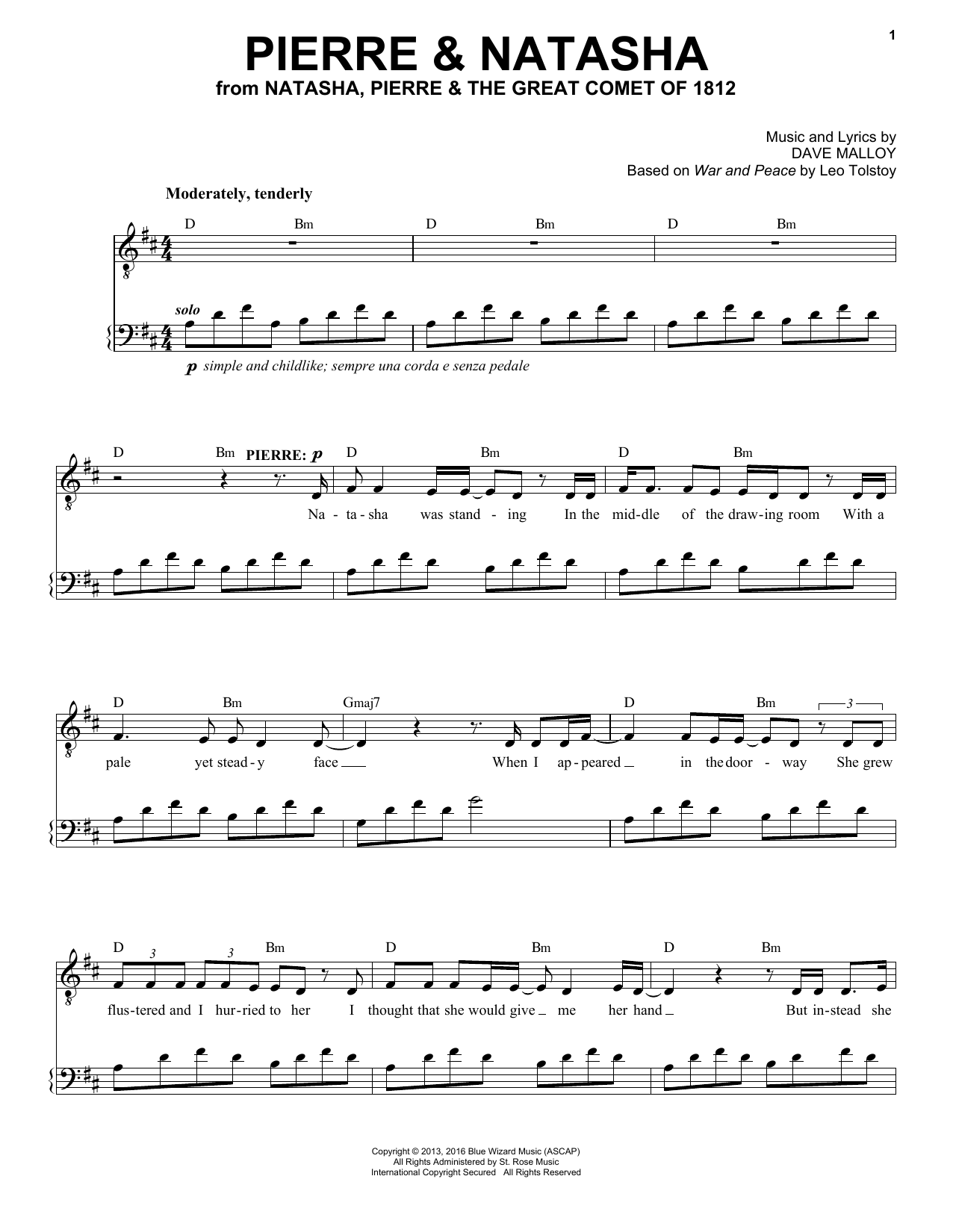 Josh Groban Pierre & Natasha sheet music notes and chords arranged for Piano & Vocal