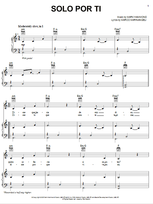 Josh Groban Solo Por Ti sheet music notes and chords arranged for Easy Piano