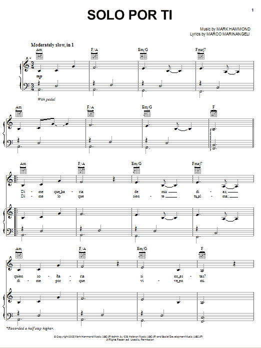 Josh Groban Solo Por Ti sheet music notes and chords arranged for Piano, Vocal & Guitar Chords (Right-Hand Melody)