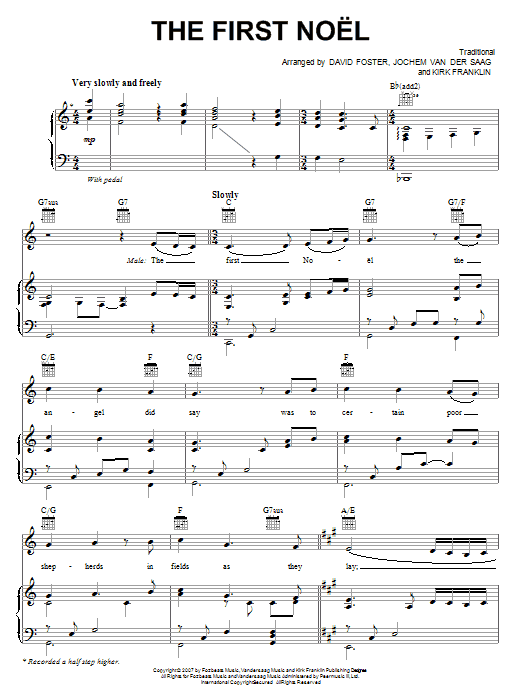 Josh Groban The First Noel sheet music notes and chords arranged for Piano, Vocal & Guitar Chords (Right-Hand Melody)