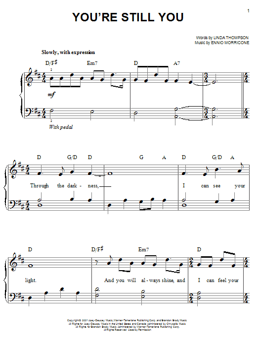 Josh Groban You're Still You sheet music notes and chords arranged for Easy Piano