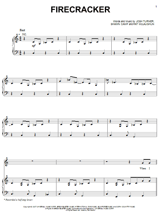 Josh Turner Firecracker sheet music notes and chords arranged for Easy Guitar Tab
