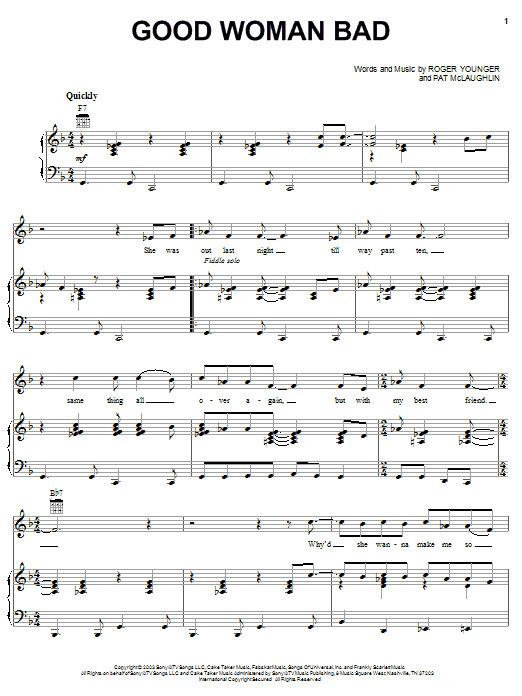 Josh Turner Good Woman Bad sheet music notes and chords arranged for Piano, Vocal & Guitar Chords (Right-Hand Melody)
